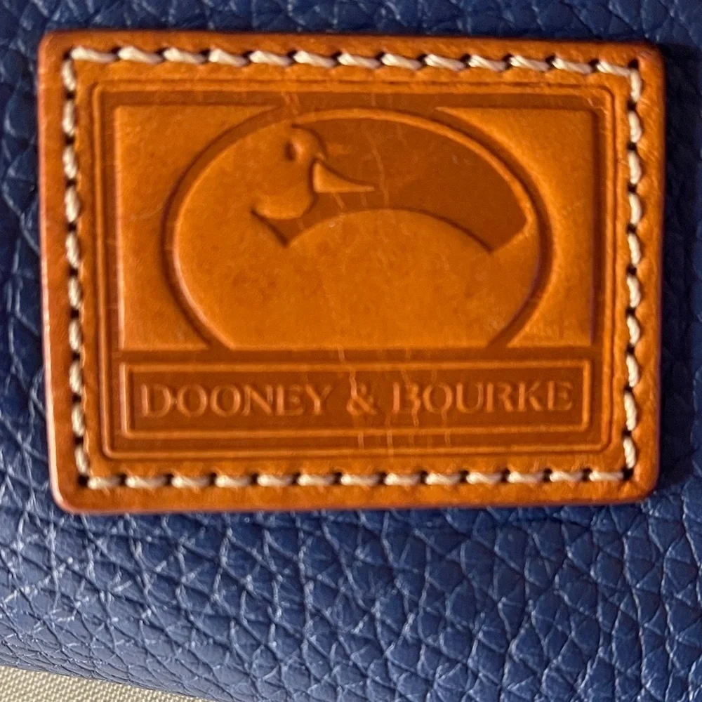 Dooney & Bourke Navy and Tan Hobo Bag Pebbled Quality Leather with tassels